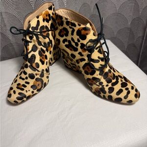 Kate Spade calf hair Leopard Print Lace-Up Ankle Booties – Women